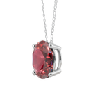 Red Oval Solitaire 925 Silver Necklace | Velmé