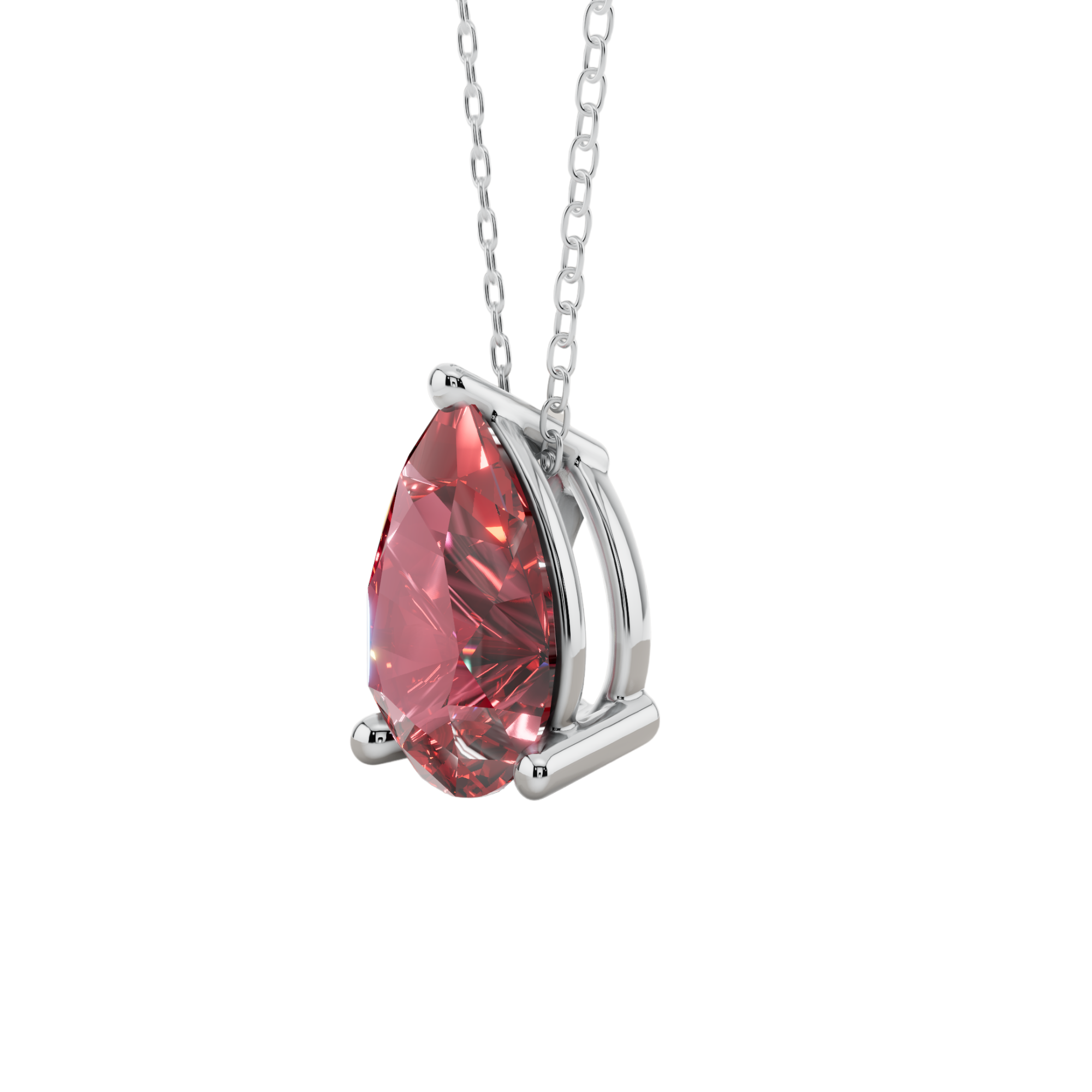Red Pear Solitaire 925 Silver Necklace | Velmé