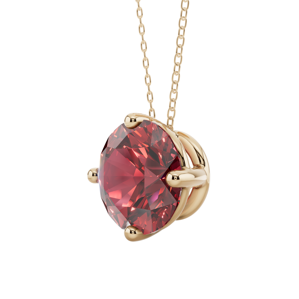 Red Round Solitaire 925 Silver Necklace | Velmé