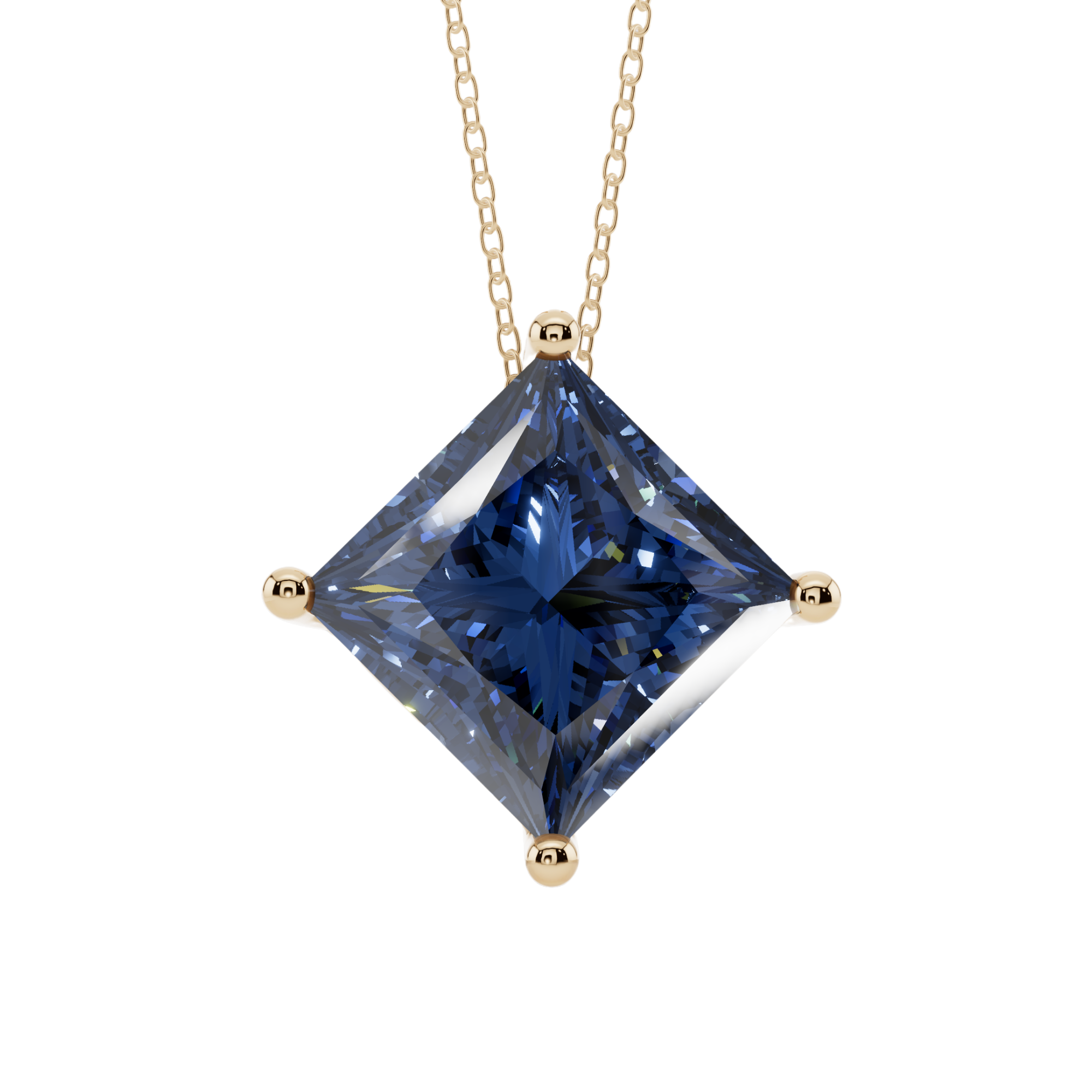 Blue Princess Solitaire 925 Silver Necklace | Velmé