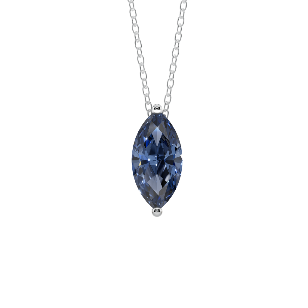 Blue Marquise Solitaire 925 Silver Necklace | Velmé