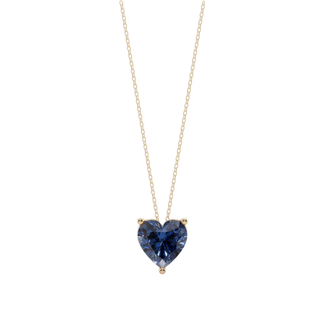 Blue Heart Solitaire 925 Silver Necklace | Velmé