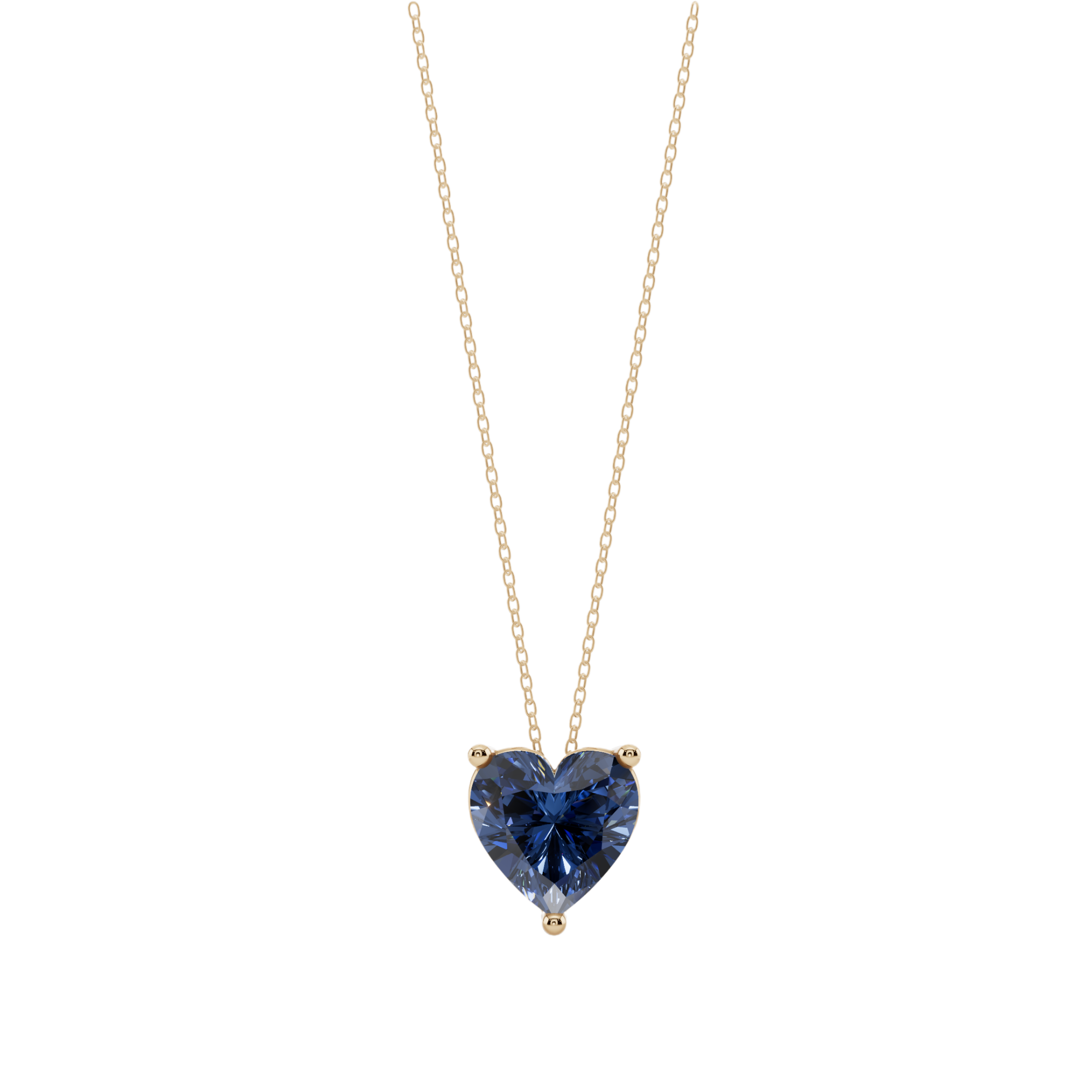 Blue Heart Solitaire 925 Silver Necklace | Velmé