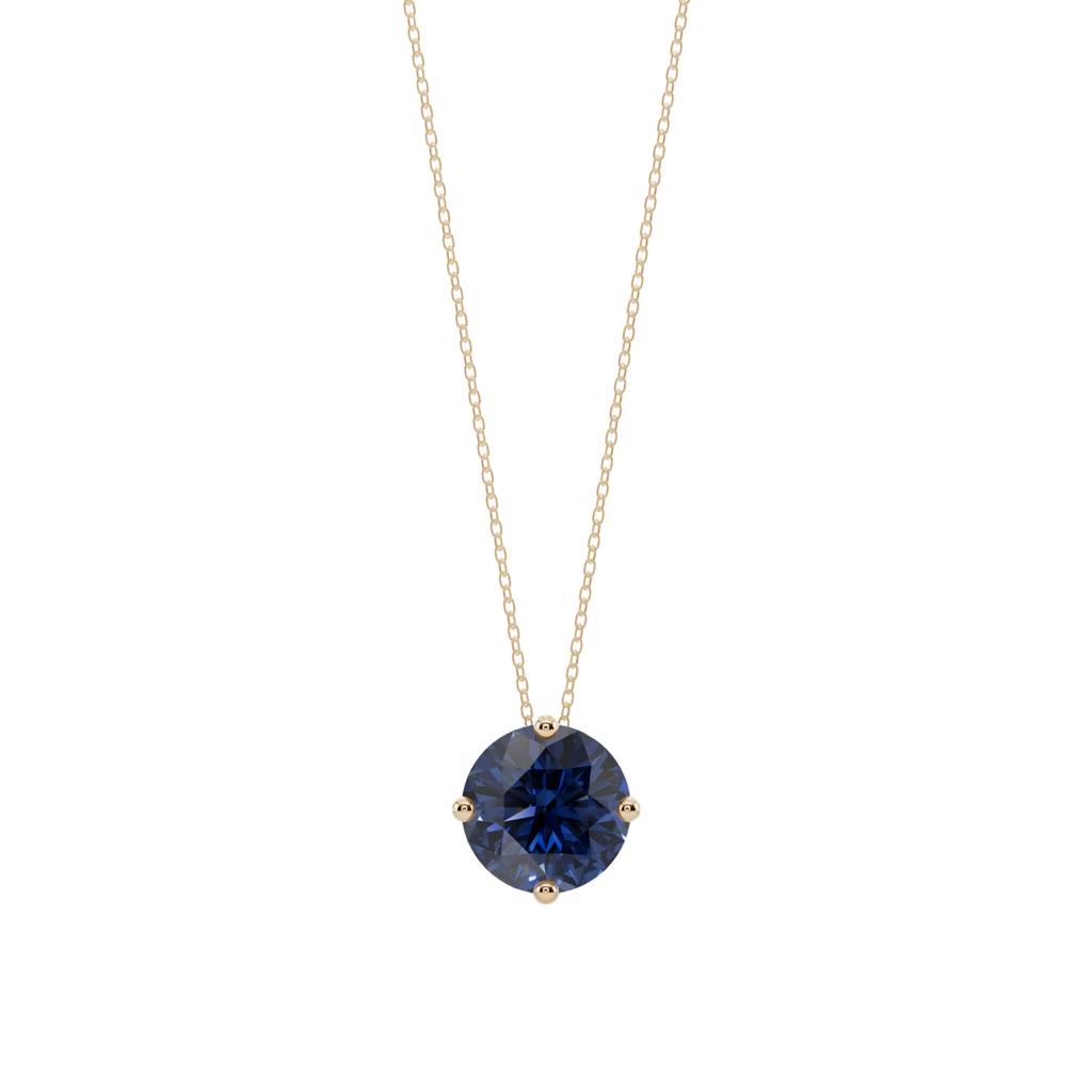 Blue Round Solitaire 925 Silver Necklace | Velmé