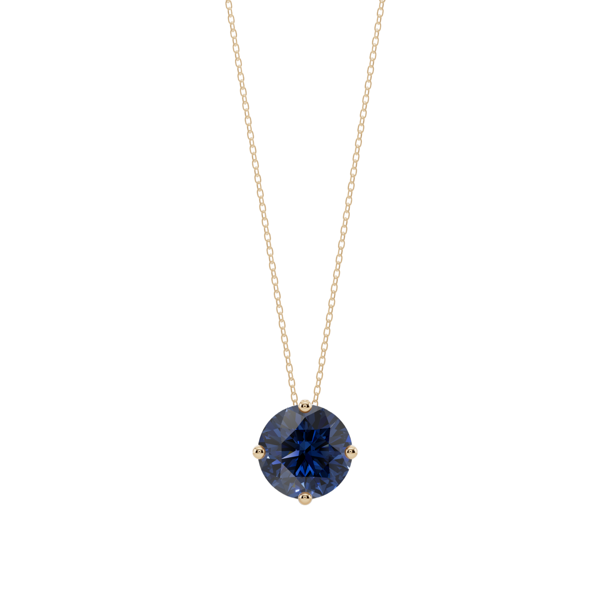 Blue Round Solitaire 925 Silver Necklace | Velmé
