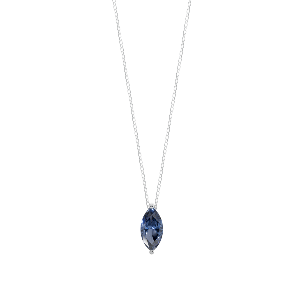 Blue Marquise Solitaire 925 Silver Necklace | Velmé