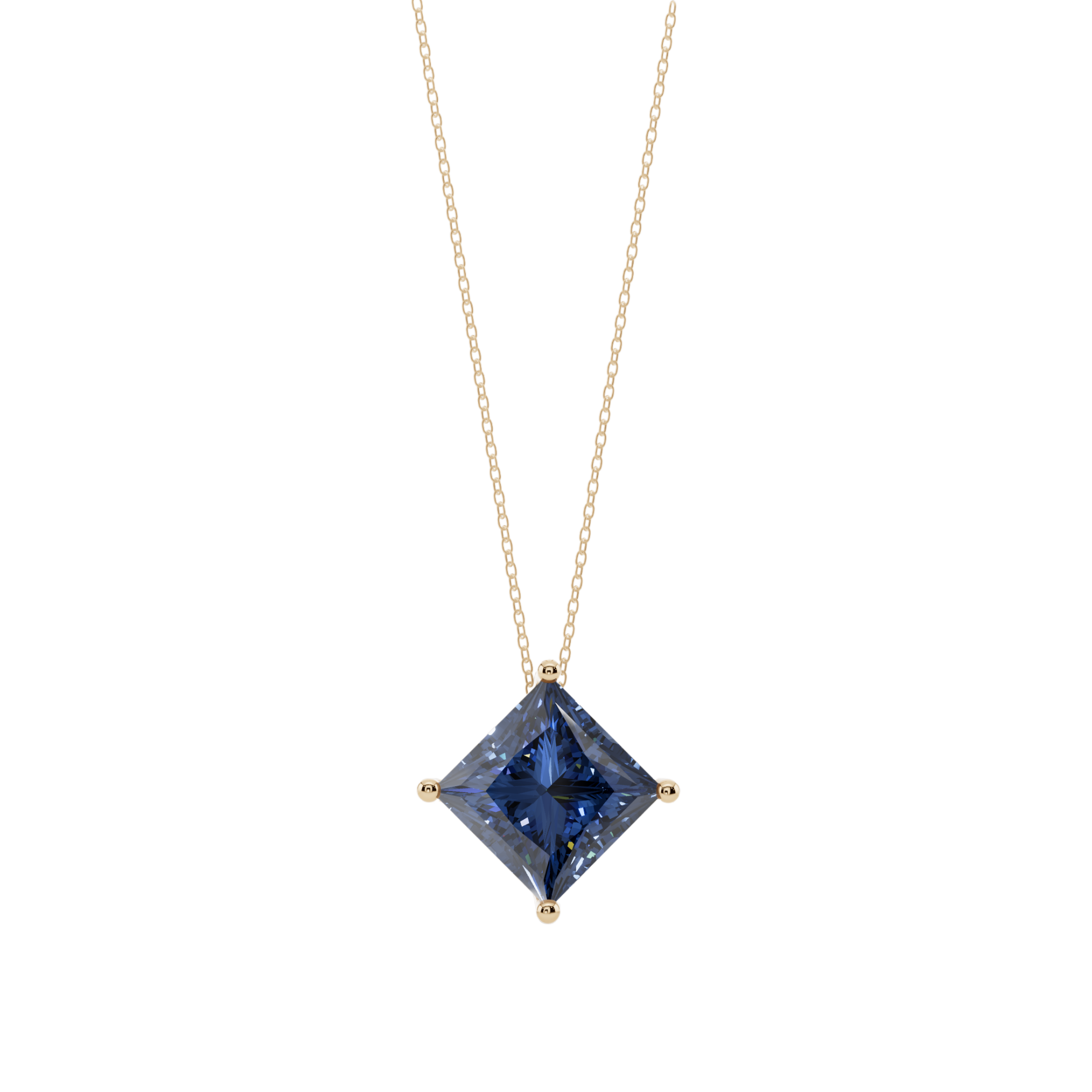 Blue Princess Solitaire 925 Silver Necklace | Velmé
