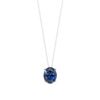 Blue Oval Solitaire 925 Silver Necklace | Velmé