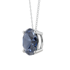 Blue Oval Solitaire 925 Silver Necklace | Velmé