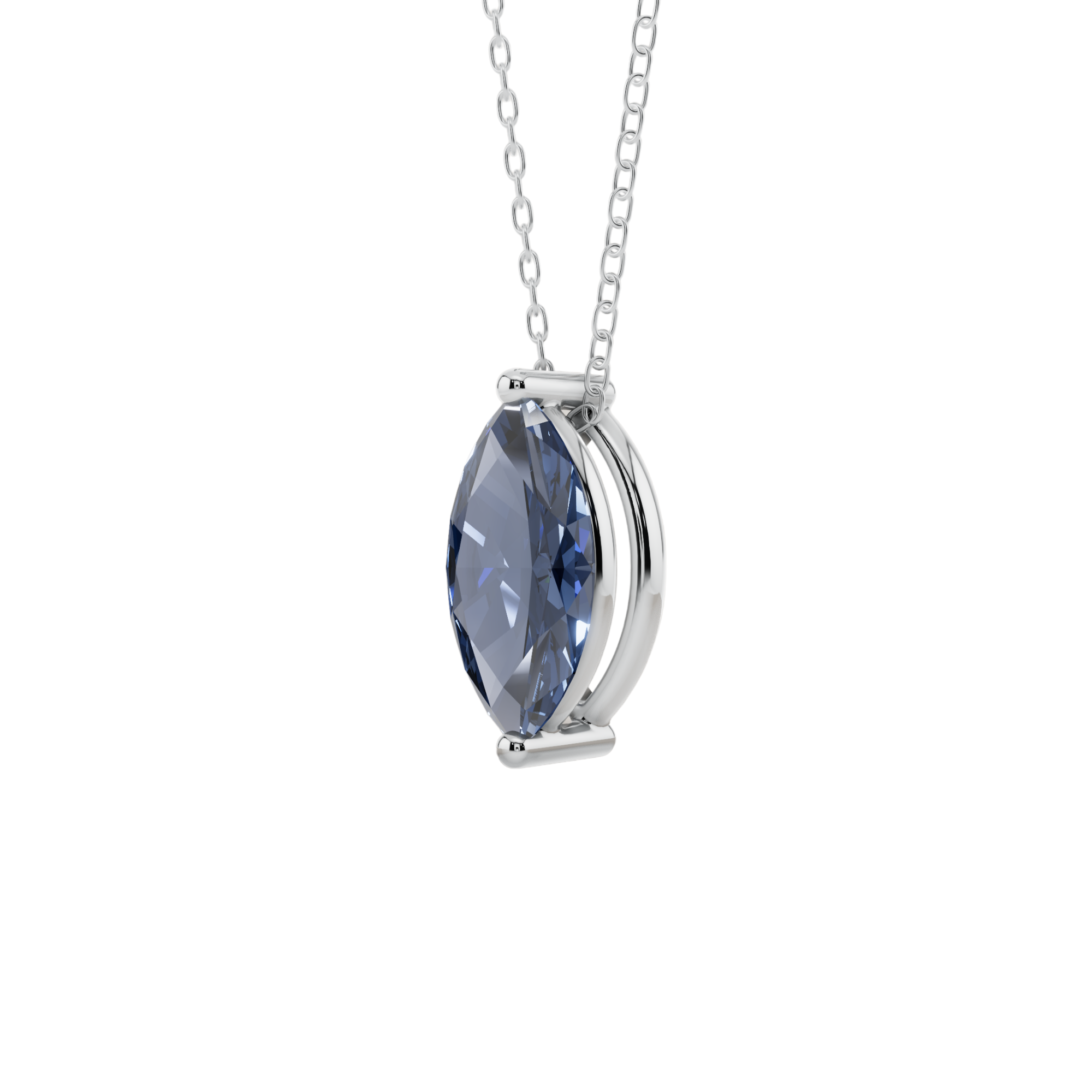 Blue Marquise Solitaire 925 Silver Necklace | Velmé
