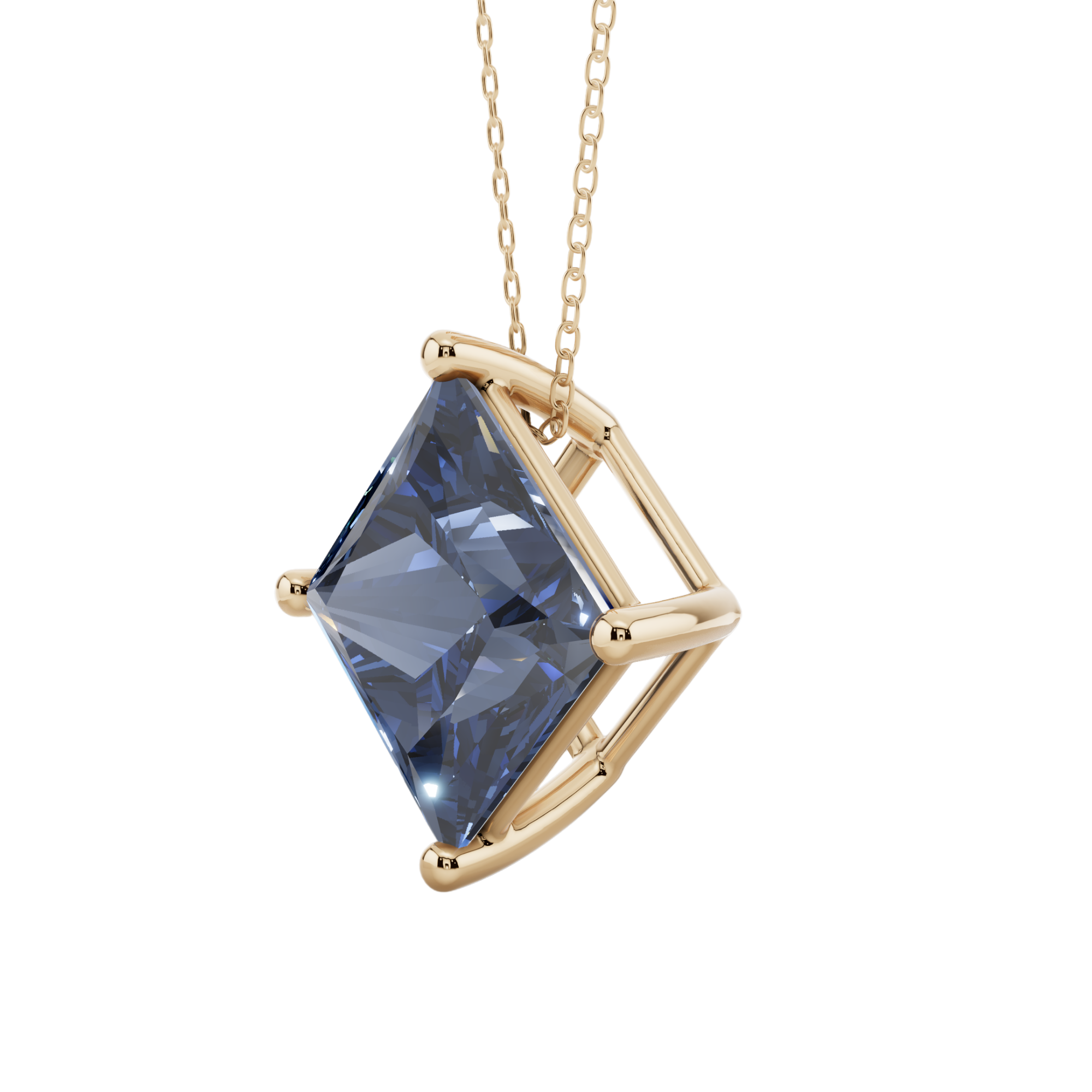 Blue Princess Solitaire 925 Silver Necklace | Velmé