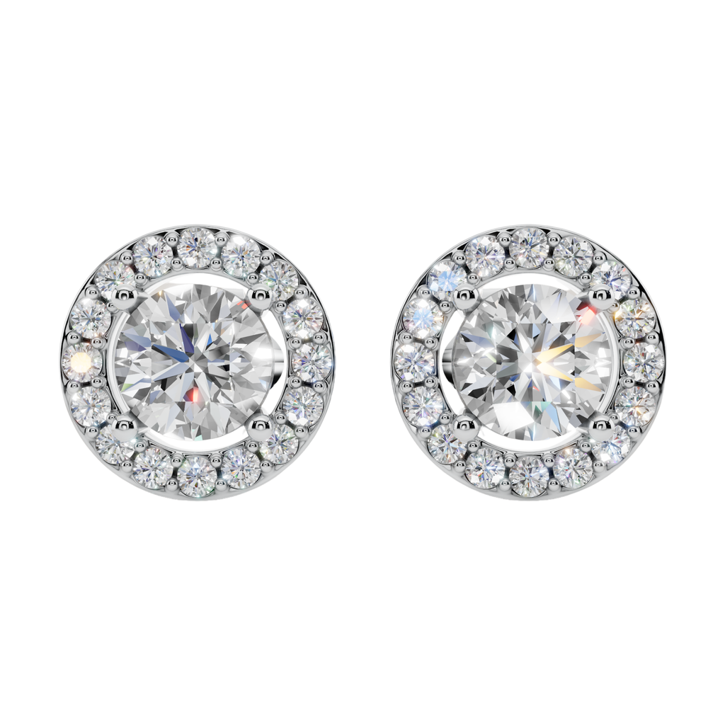Classic Halo Solitaire Round Earrings | Velmé