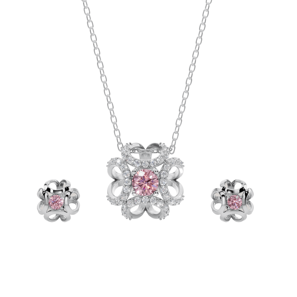 VELMÉ Pink Fiona Necklace Set | 925 Sterling Silver