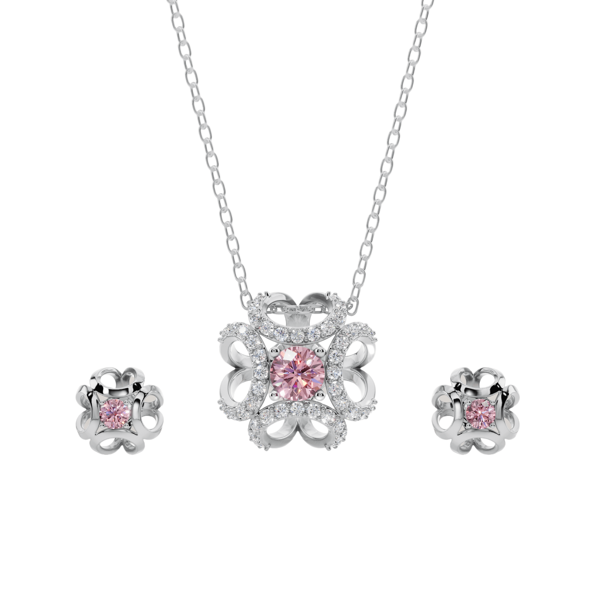 VELMÉ Pink Fiona Necklace Set | 925 Sterling Silver