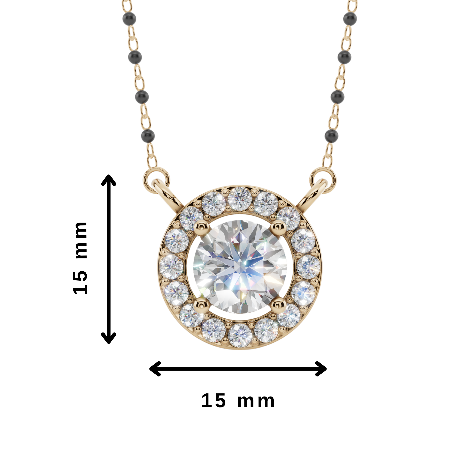 Stella Round Halo 925 Silver Mangalsutra | Velmé