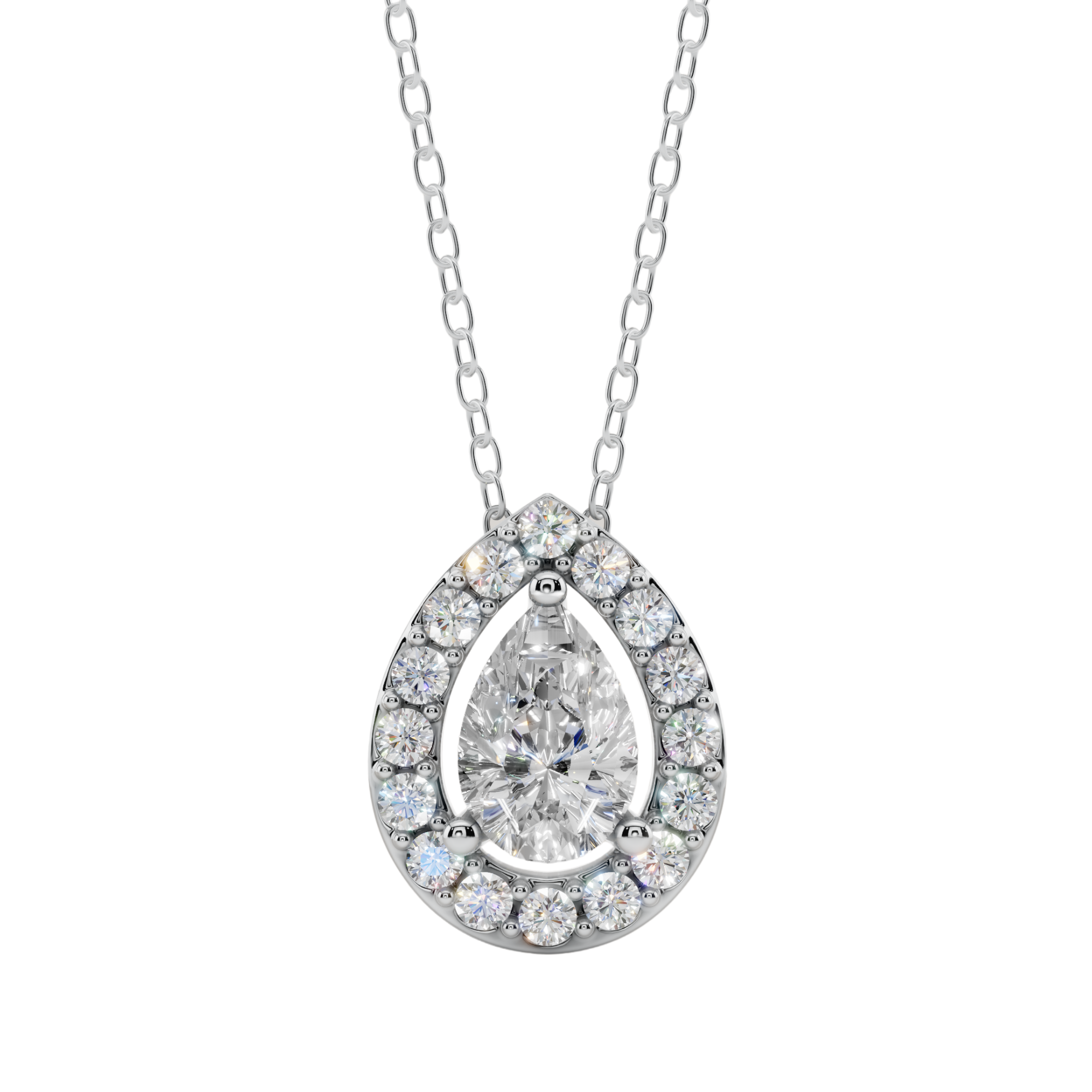 Halo Pear Pendant Necklace| Velmé