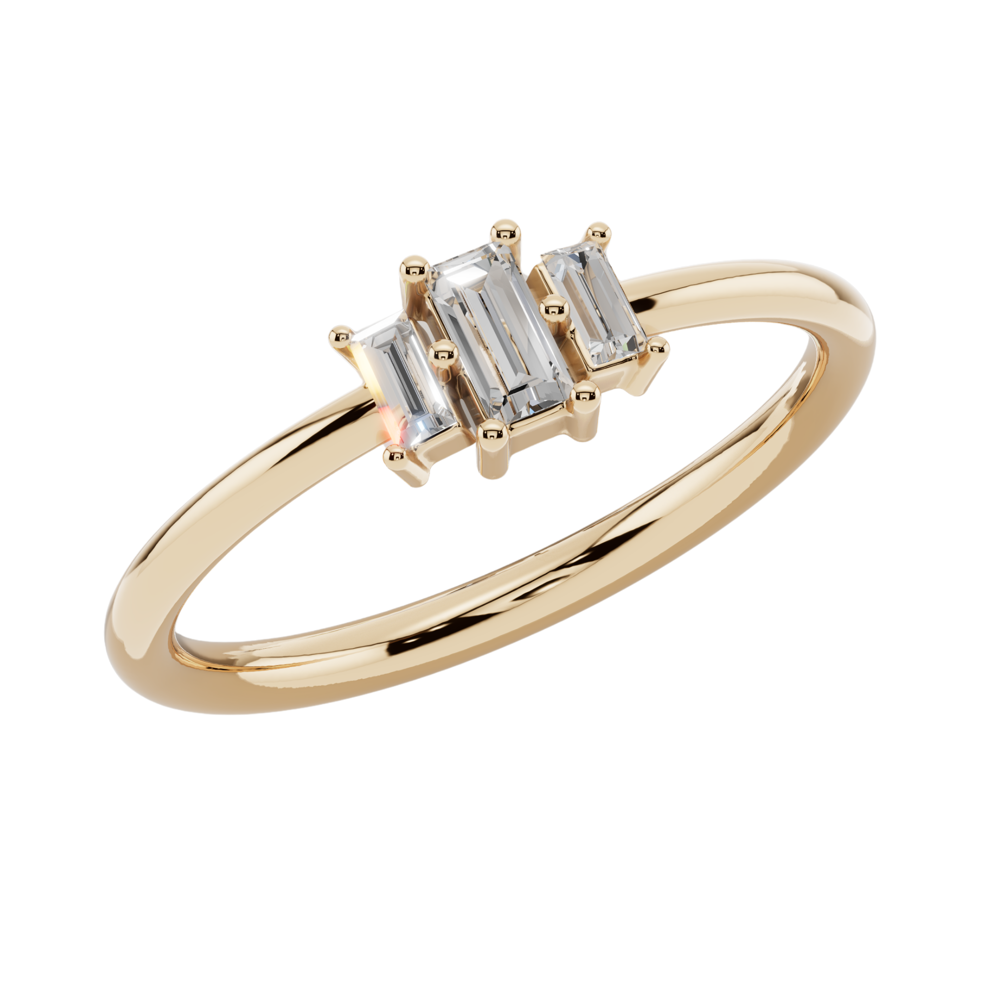 Trio Baguette Light Ring | 925 Sterling Silver | Velmé