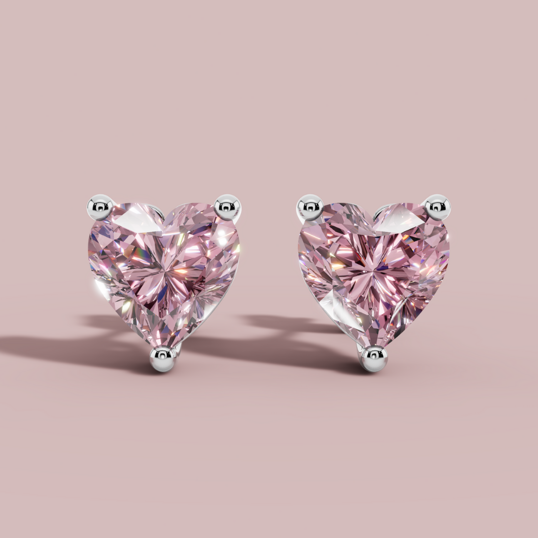 Signature Pink Heart 925 Pure Silver Stud Earrings My Store