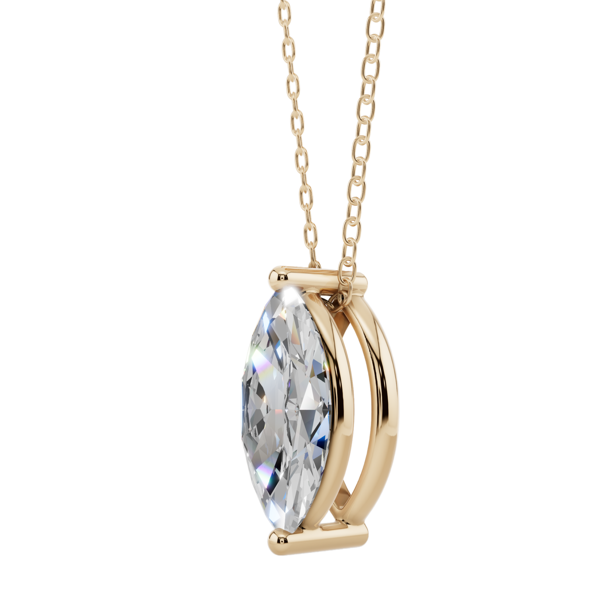 Graceful Marquise Solitaire 925 Silver Necklace | Velmé
