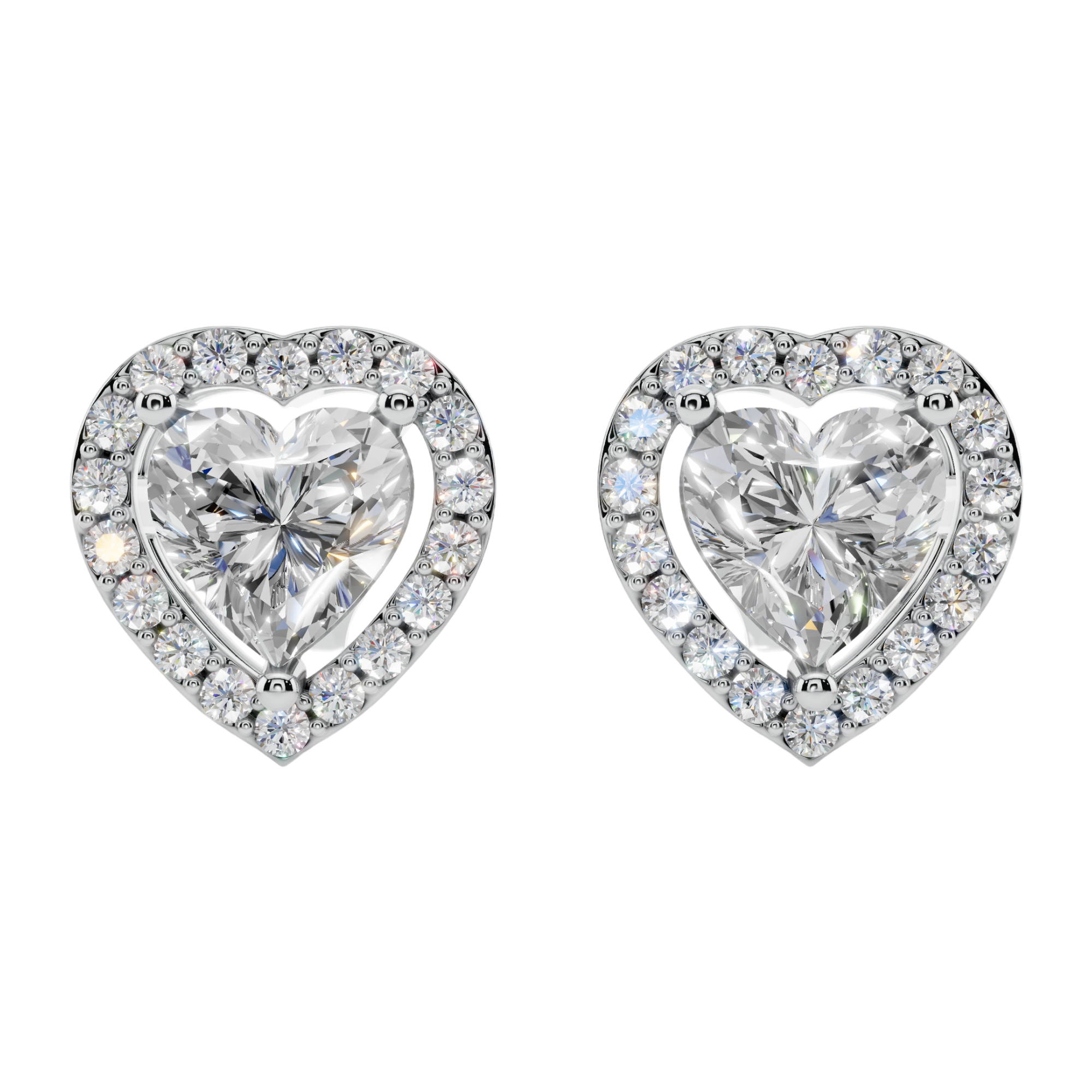 Classic Halo Solitaire Heart Earrings | Velmé