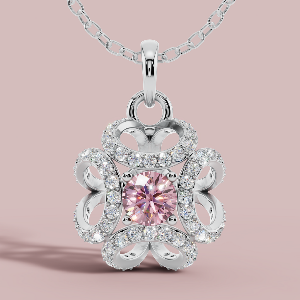 Amara Pink Solitaire 925 Pure Silver Necklace My Store