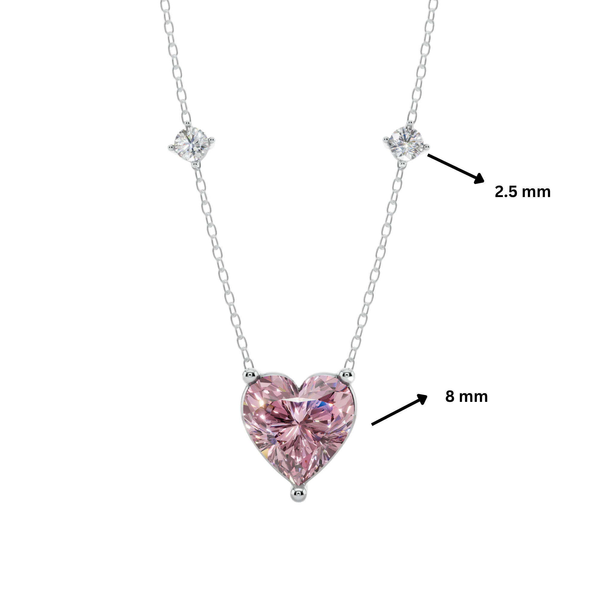 Blush Heart Solitaire Necklace Set | 925 Sterling Silver