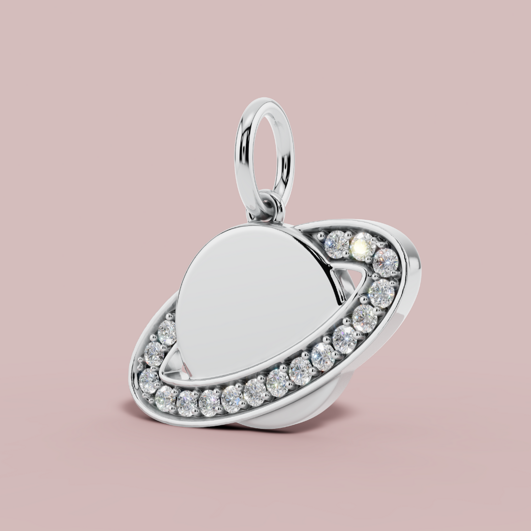 The Planet Saturn Charm 925 Pure Silver Necklace My Store