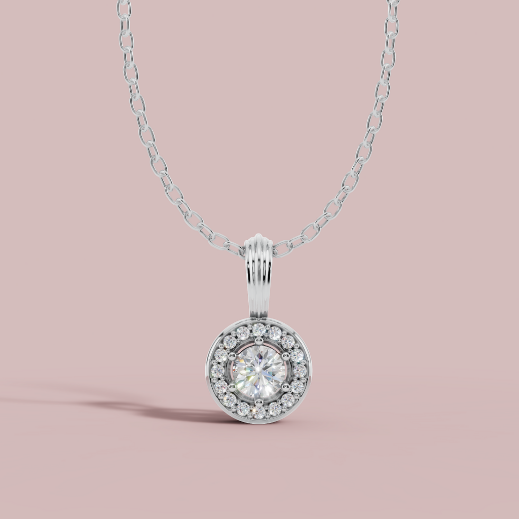 Halo Classic Round 925 Pure Silver Necklace My Store