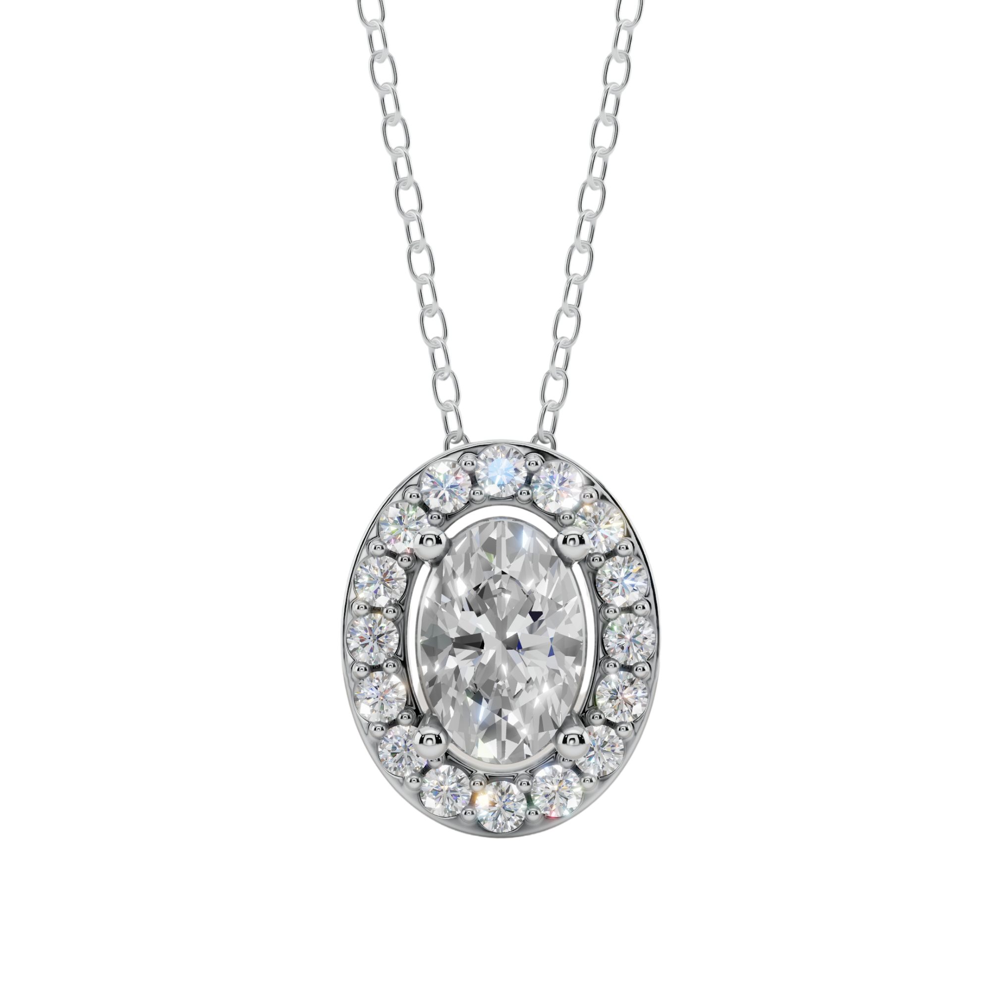 Halo Oval Pendant Necklace  | Velmé