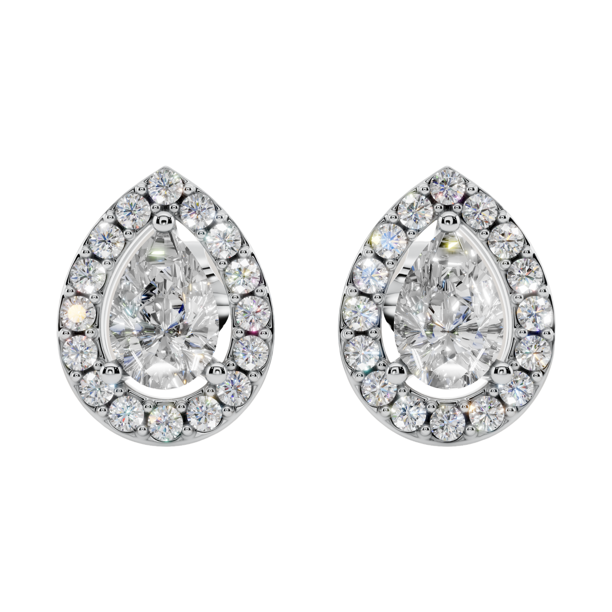 Classic Halo Solitaire Pear Earrings | Velmé