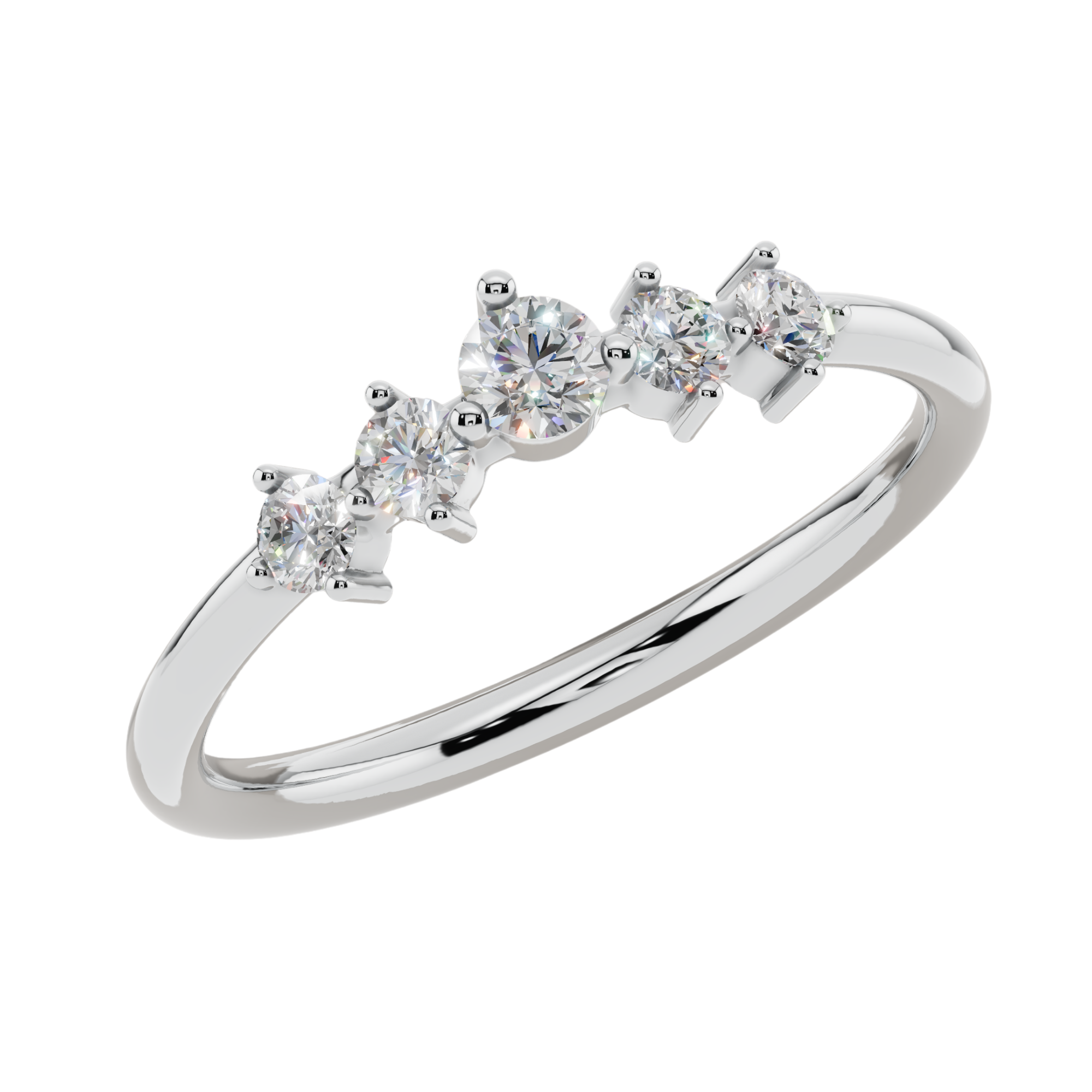 Aurora Five Stone Light Ring | 925 Sterling Silver | Velmé