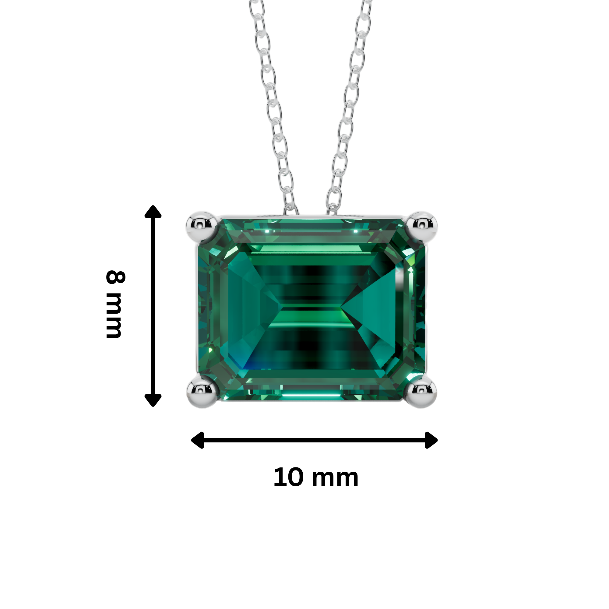 Green Emerald Solitaire 925 Silver Necklace | Velmé