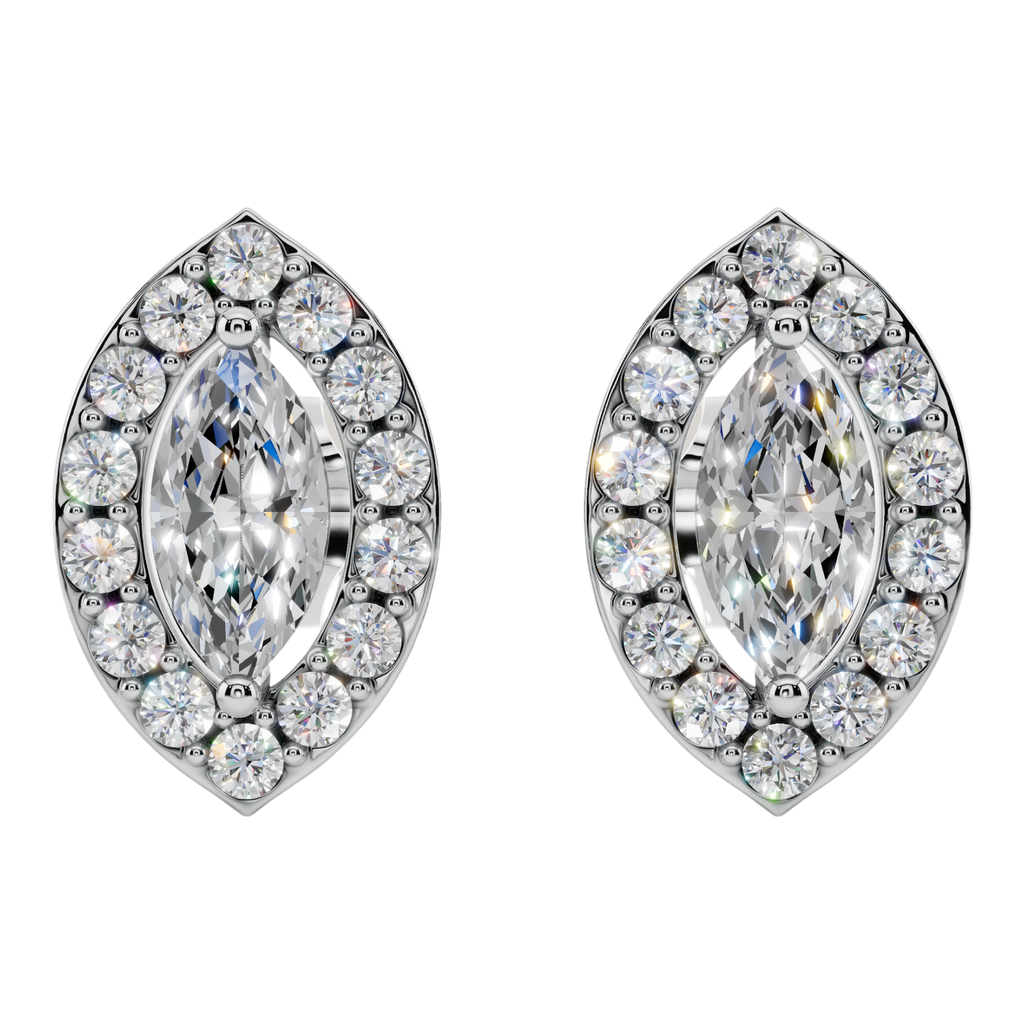 Classic Halo Solitaire Marquise Earrings | Velmé