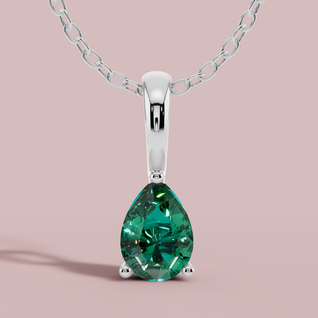 Green Teardrop Solitaire 925 Pure Silver Necklace My Store