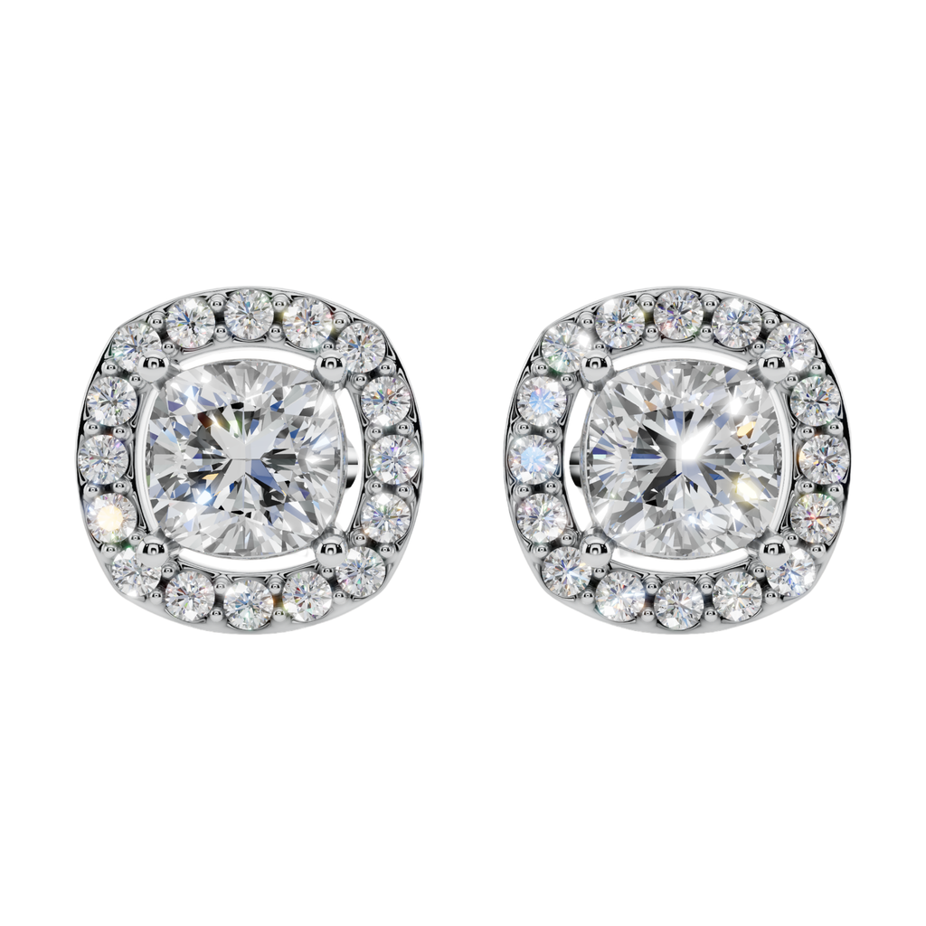 Classic Halo Solitaire Cushion Earrings | Velmé