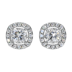 Classic Halo Solitaire Cushion Earrings | Velmé