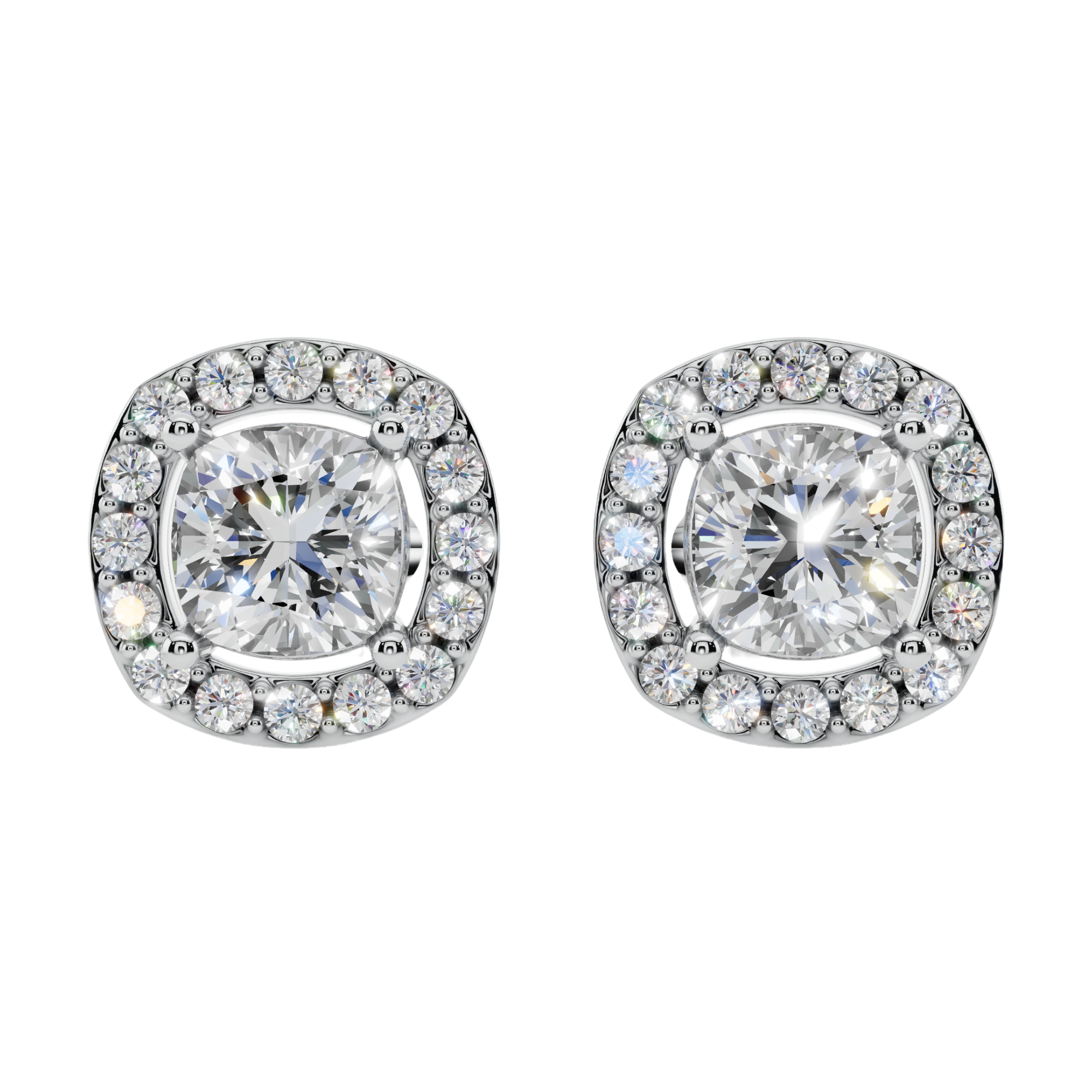 Classic Halo Solitaire Cushion Earrings | Velmé