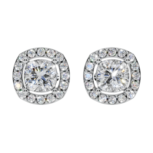Classic Halo Solitaire Cushion Earrings | Velmé