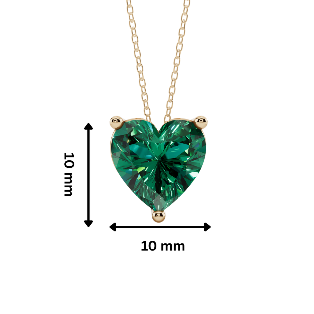 Green Heart Solitaire 925 Silver Necklace | Velmé