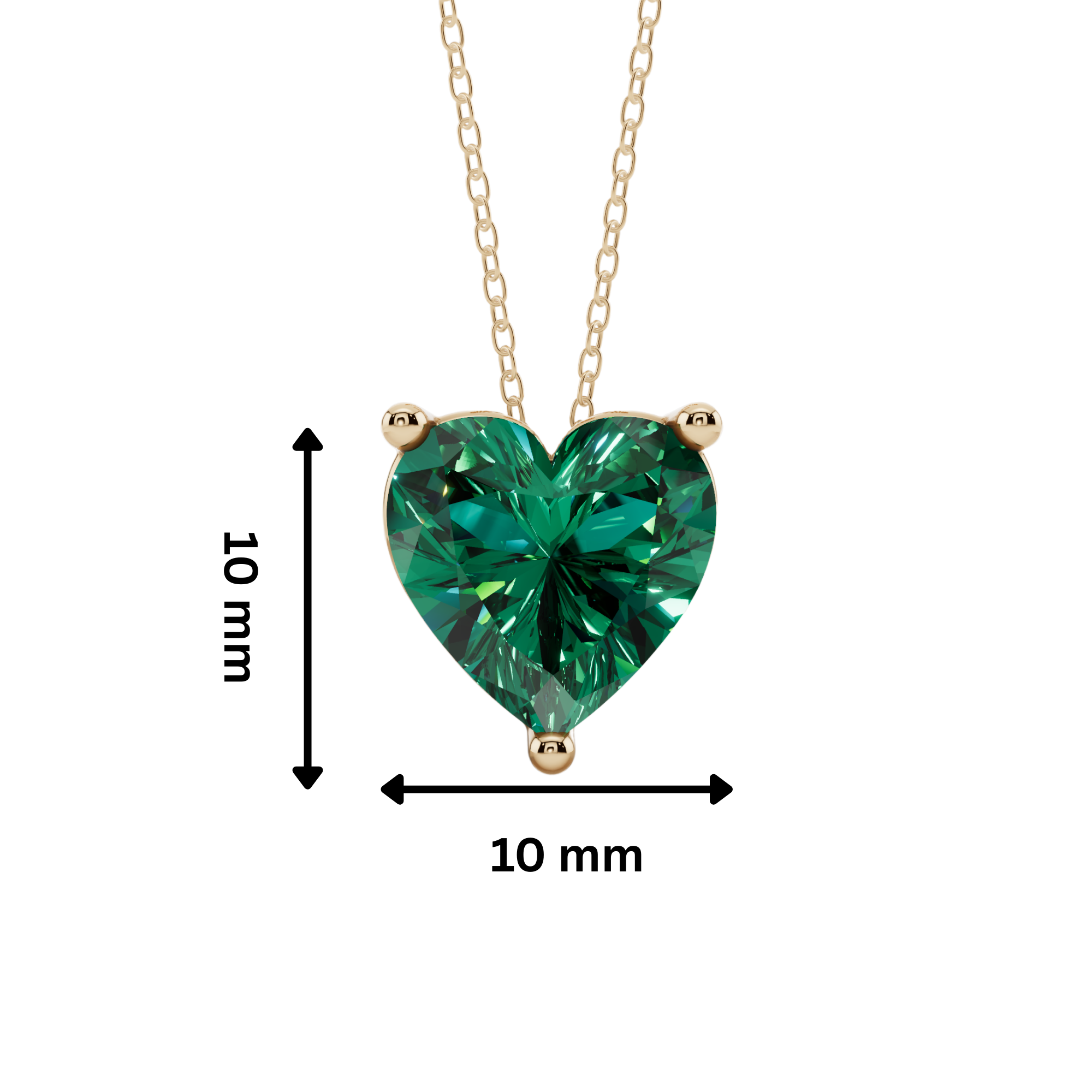 Green Heart Solitaire 925 Silver Necklace | Velmé