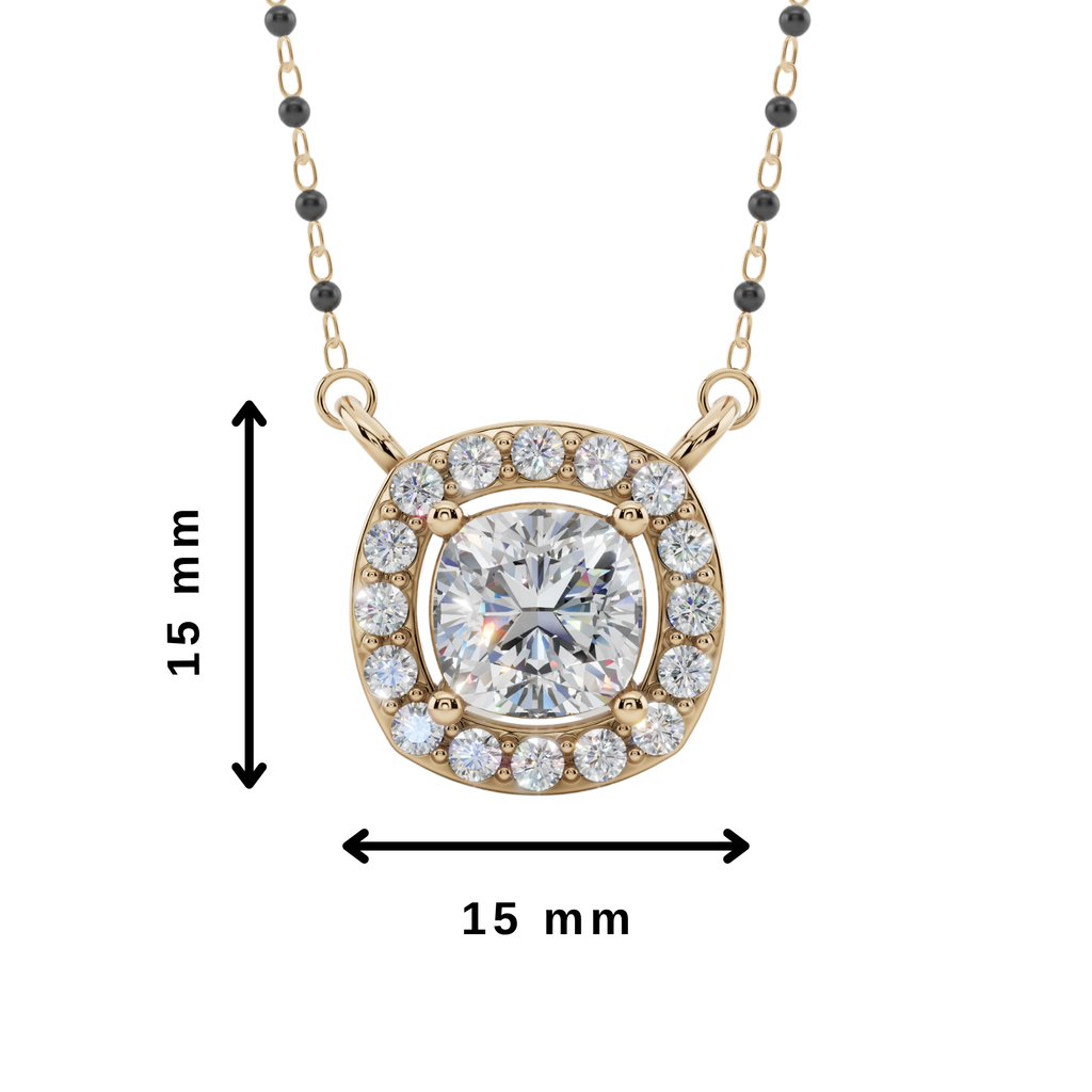 Aurora Halo Cushion 925 Silver Mangalsutra | Velmé