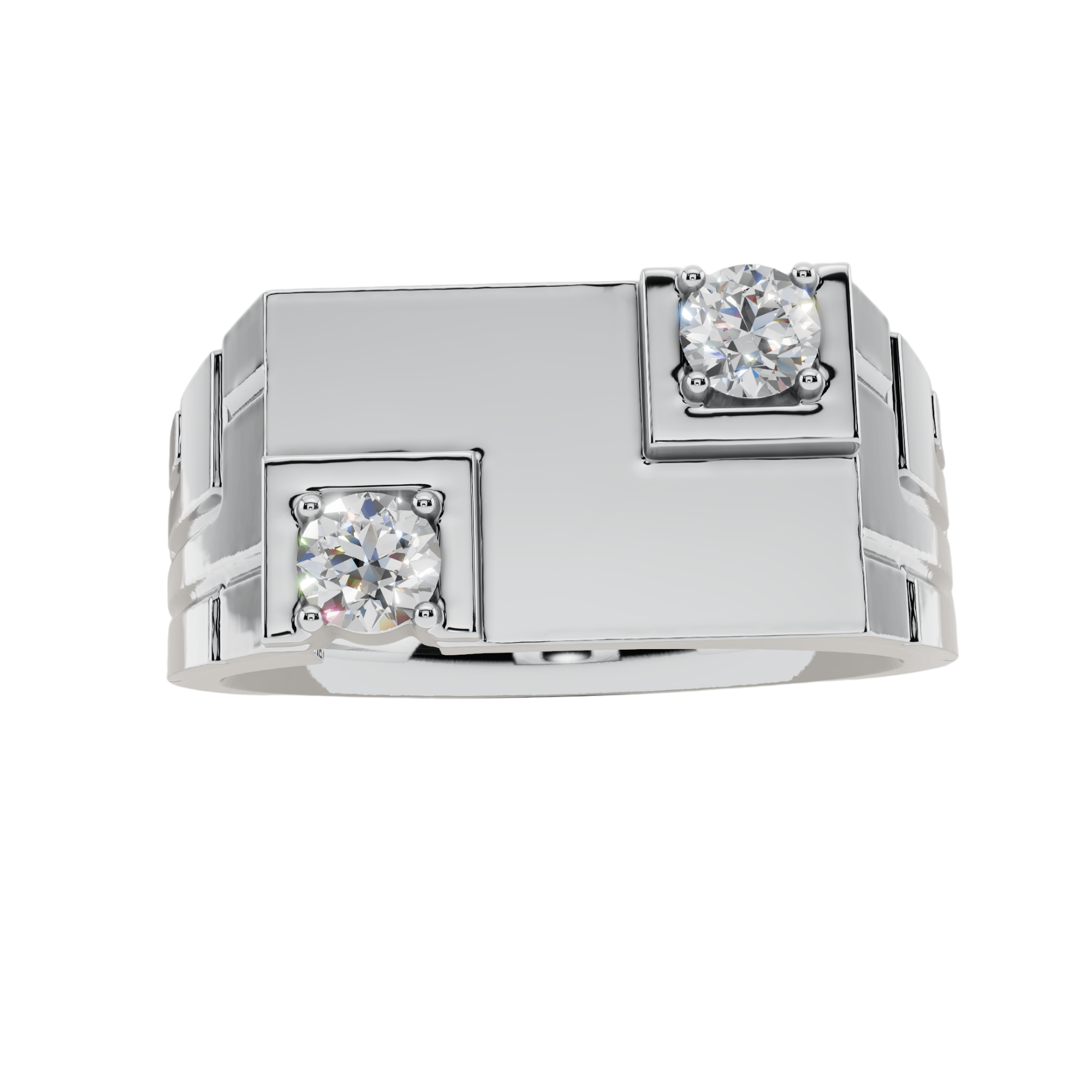 VELMÉ Duo 925 Silver Men’s Diamond-Style Statement Ring | Velmé