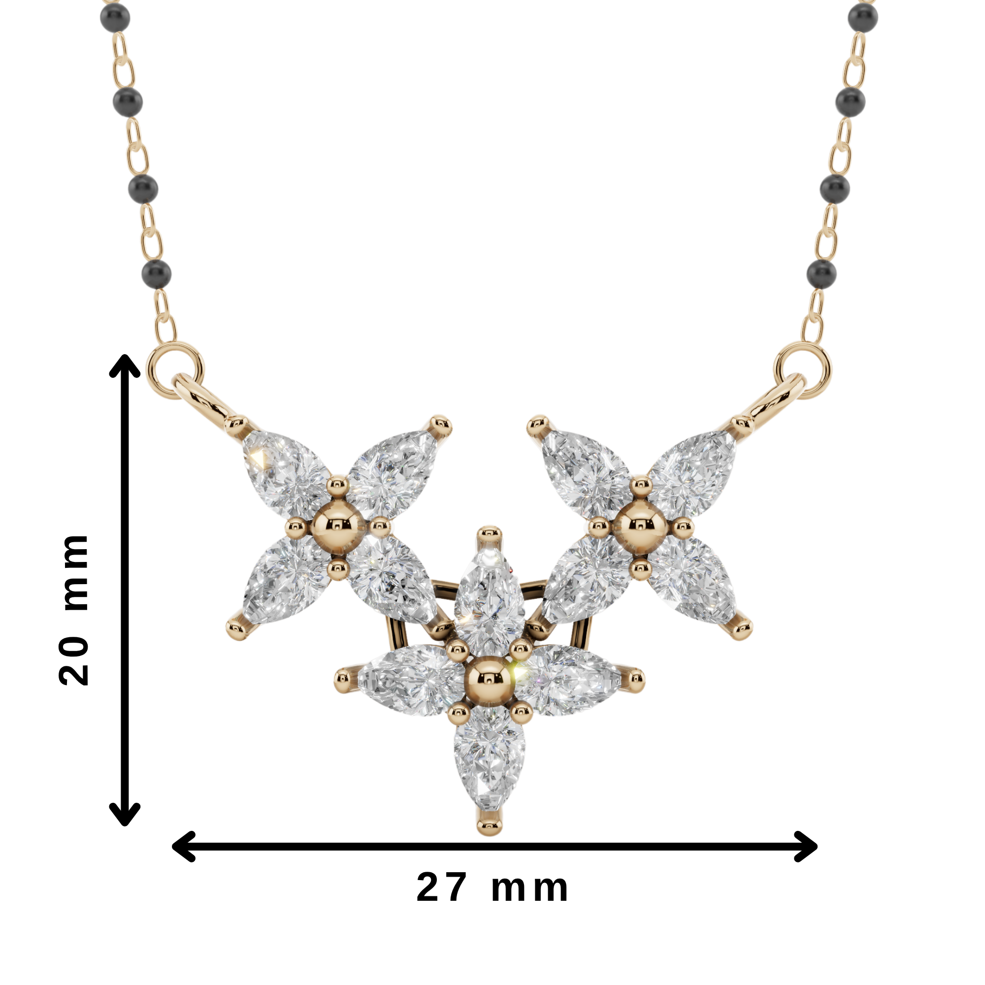 Blossom Trio 925 Silver Mangalsutra | Velmé