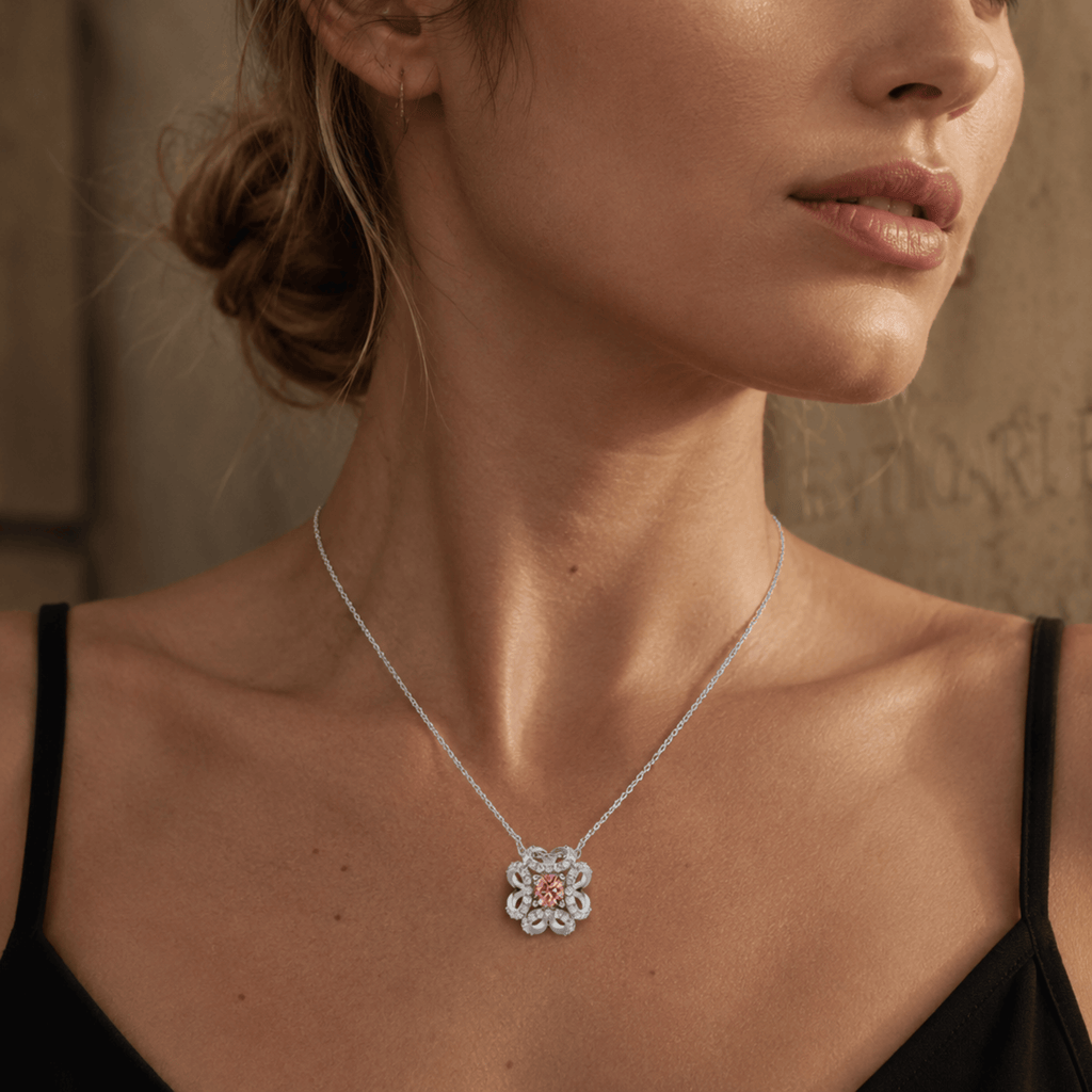 VELMÉ Pink Fiona Necklace Set | 925 Sterling Silver