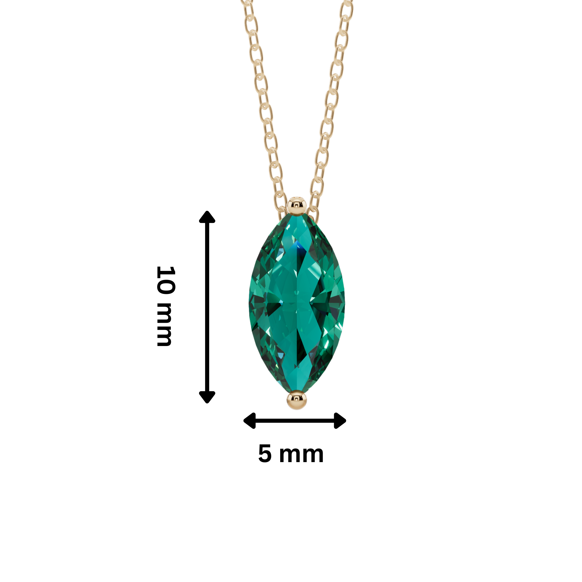 Green Marquise Solitaire 925 Silver Necklace | Velmé