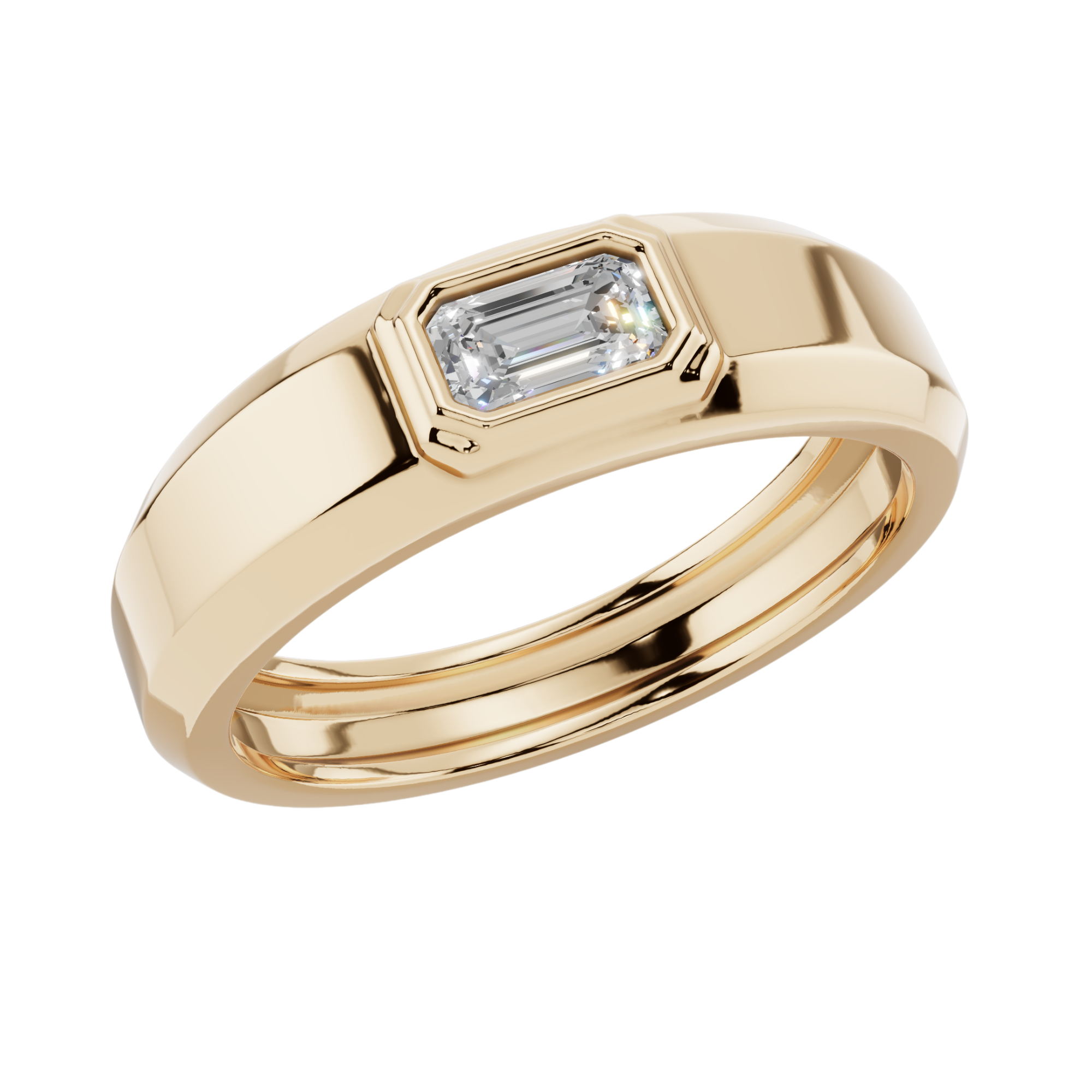 Emerald Cut Solitaire Men’s 925 Silver Ring | Velmé