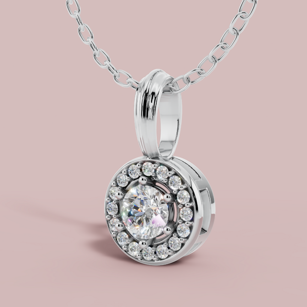 Halo Classic Round 925 Pure Silver Necklace My Store