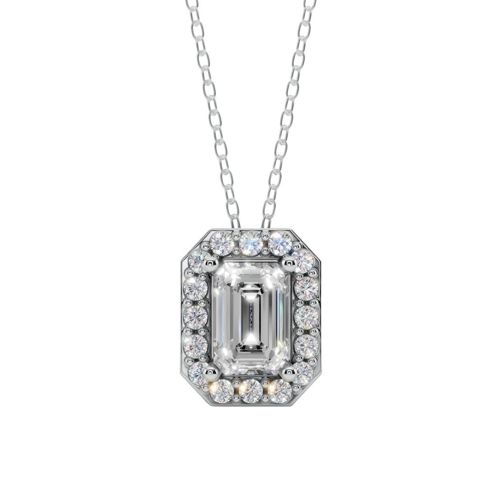 Halo Emerald Pendant Necklace | Velmé