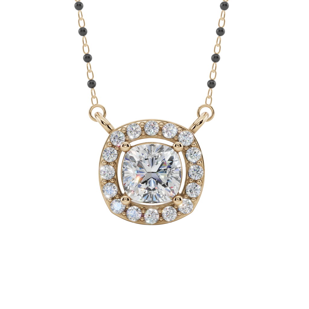 Aurora Halo Cushion 925 Silver Mangalsutra | Velmé