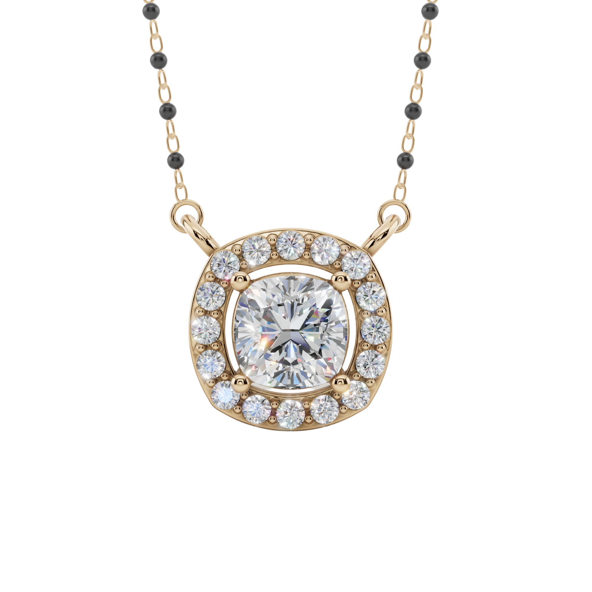 Aurora Halo Cushion 925 Silver Mangalsutra | Velmé